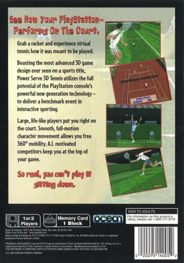 Power Serve 3D Tennis (US) box cover back